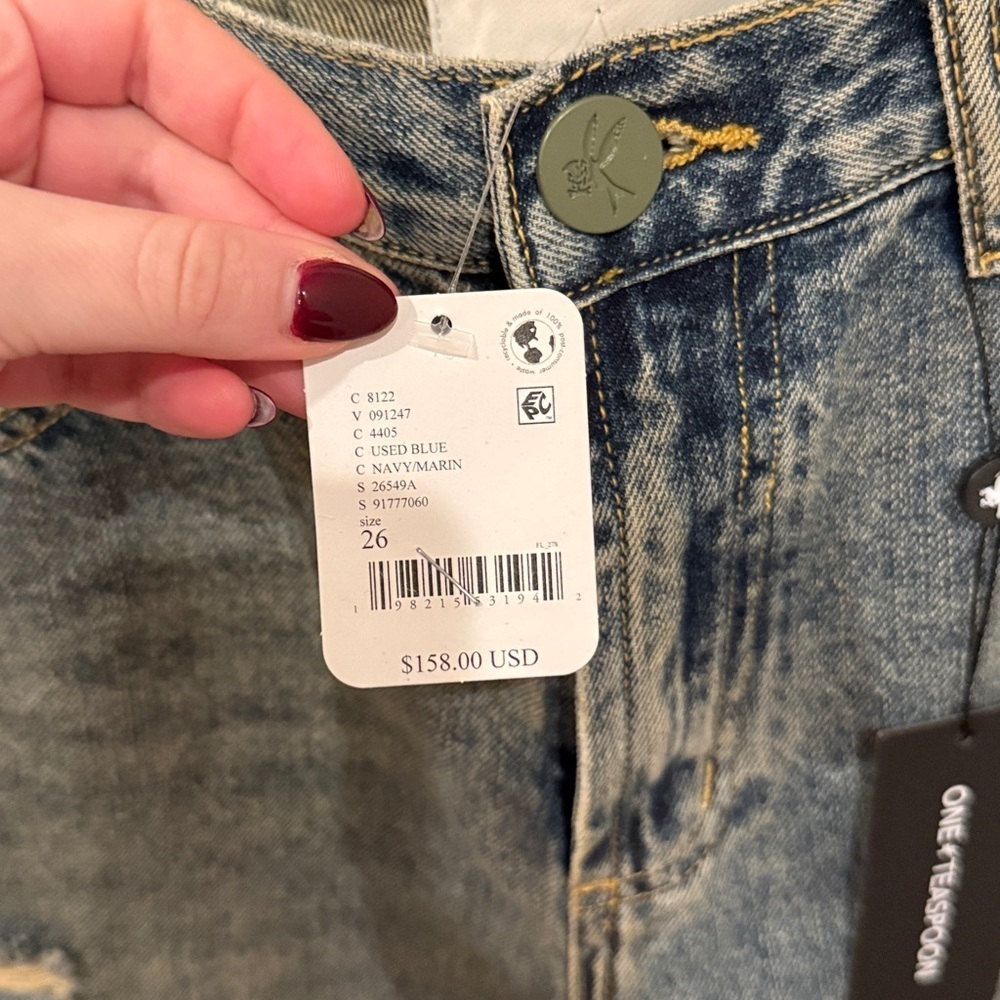 One Teaspoon Billie Low Slung Straight Leg Mid Waist Denim Jeans - Used Blue - Picture 4 of 4